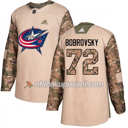 Blue Jackets Dresy Sergei Bobrovsky 72 Adidas 2017-2018 Camo Veterans Day Practice Authentic - Pánské
